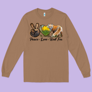 Peace Love Red Fox Long Sleeve Tee Designed By Lillyallendesigns
