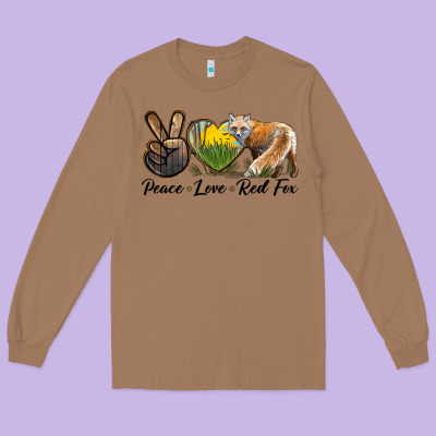 Peace Love Red Fox Long Sleeve Tee Designed By Lillyallendesigns