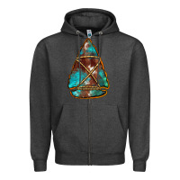 Charcoal Heather turquoise cowhide arrowhead Zipper Hoodie - Jasminsmagicworld
