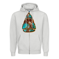 Dove Grey turquoise cowhide arrowhead Zipper Hoodie - Jasminsmagicworld