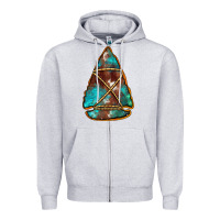 Heather Grey turquoise cowhide arrowhead Zipper Hoodie - Jasminsmagicworld
