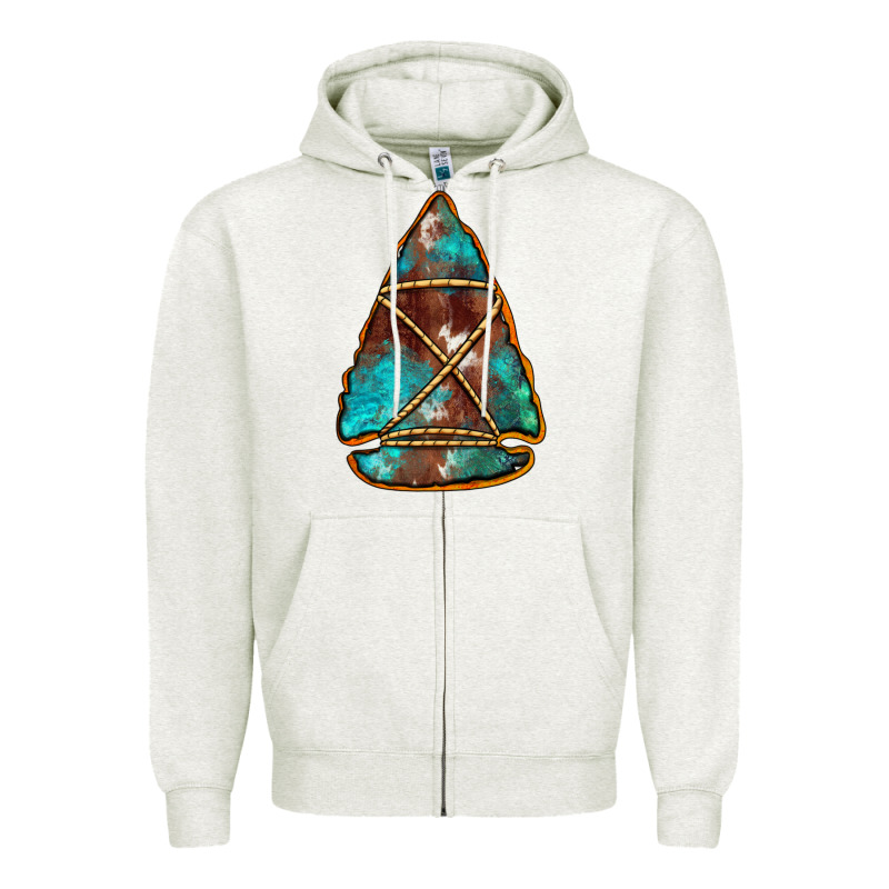 Turquoise Cowhide Arrowhead Zipper Hoodie by Jasminsmagicworld | Teevron
