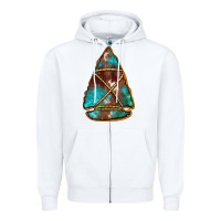 White turquoise cowhide arrowhead Zipper Hoodie - Jasminsmagicworld
