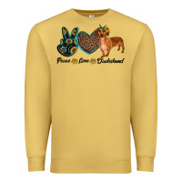Antique Gold peace love dachshund Premium Sweatshirt - RanaPortraitStore