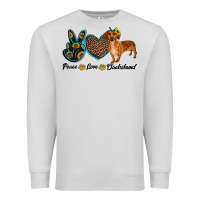 Dove Grey peace love dachshund Premium Sweatshirt - RanaPortraitStore