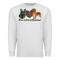 Oatmeal Heather peace love dachshund Premium Sweatshirt - RanaPortraitStore