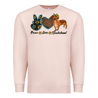Pale Pink peace love dachshund Premium Sweatshirt - RanaPortraitStore