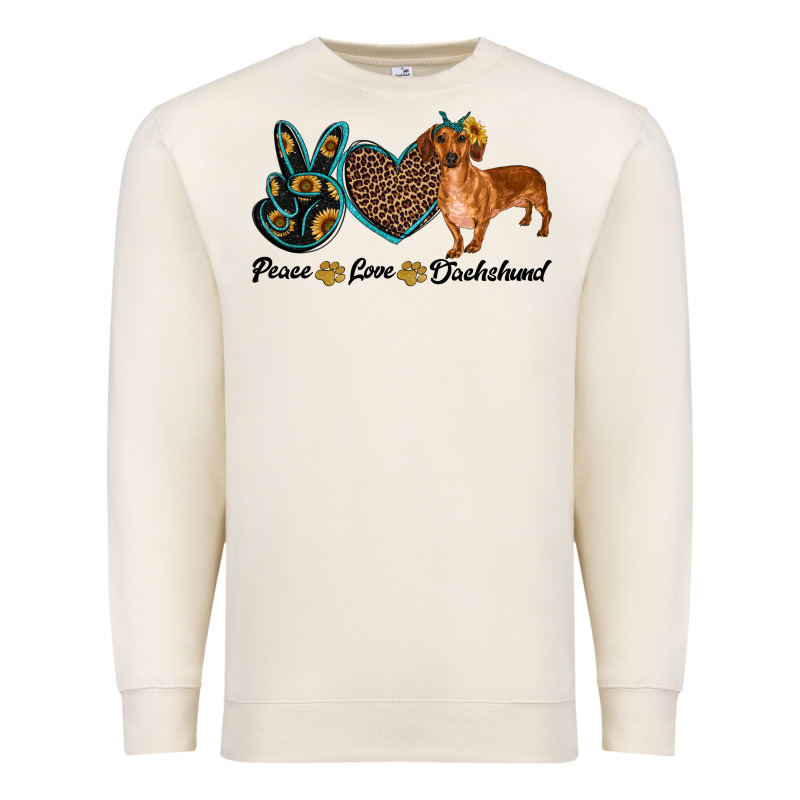 Peace Love Dachshund Premium Sweatshirt by RanaPortraitStore | Teevron