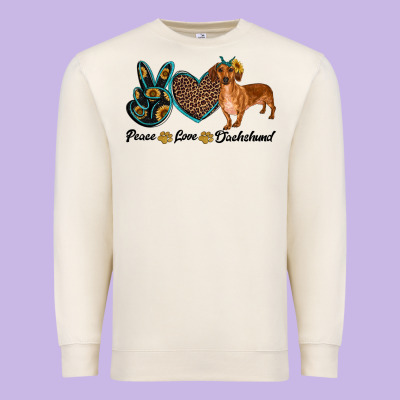 Peace Love Dachshund Premium Sweatshirt Designed By Ranaportraitstore