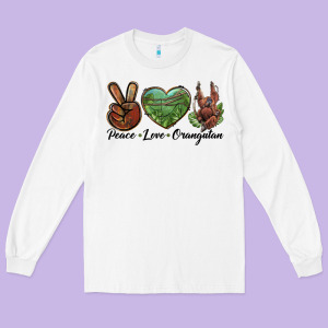 Peace Love Orangutan Long Sleeve Tee Designed By Lillyallendesigns