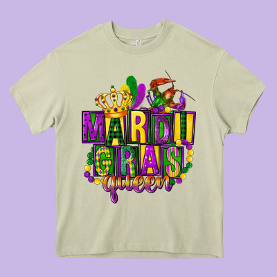 Mardi Gras Queen Heavy Core Tee Designed By Fadigitalartstudio