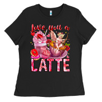 Black Love You Latte Valentine Cupid Ladies Tee - CowhideDigitalArt