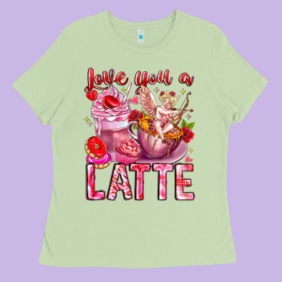 Love You Latte Valentine Cupid Ladies Tee Designed By Cowhidedigitalart
