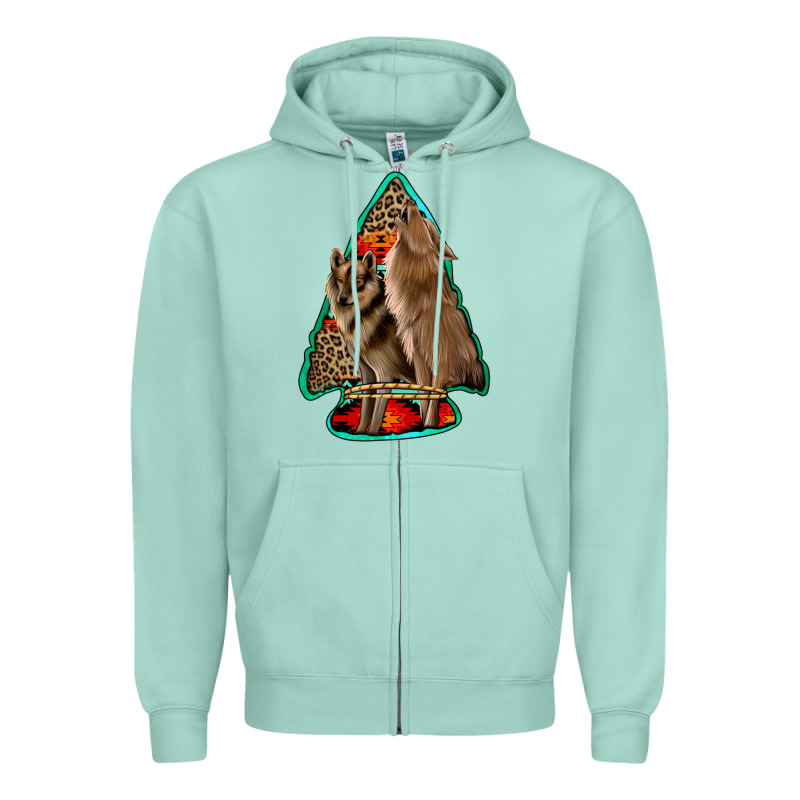 Howling Wolves Arrowhead Zipper Hoodie by Jasminsmagicworld | Teevron