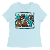 Baby Blue Game day American Football leopard frame Ladies Tee - LillyAllenDesigns