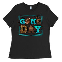 Black Game day American Football leopard frame Ladies Tee - LillyAllenDesigns