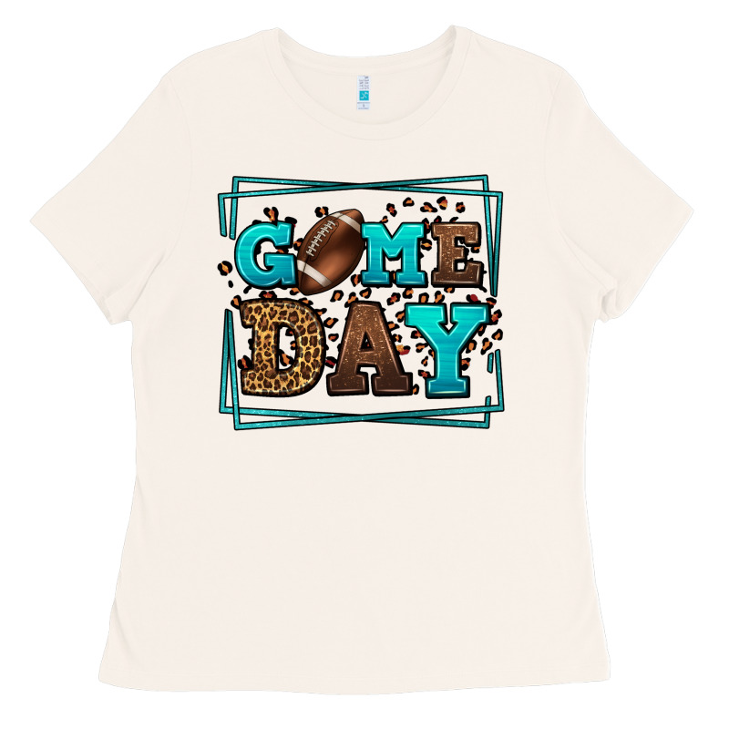 Game Day American Football Leopard Frame Ladies Tee by LillyAllenDesigns | Teevron