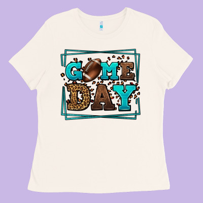 Game Day American Football Leopard Frame Ladies Tee Designed By Lillyallendesigns