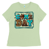 Matcha Game day American Football leopard frame Ladies Tee - LillyAllenDesigns