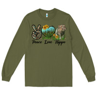 Army Green Peace Love Hippo Long Sleeve Tee - LillyAllenDesigns