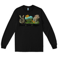 Black Peace Love Hippo Long Sleeve Tee - LillyAllenDesigns