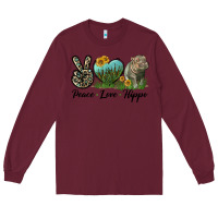 Burgundy Peace Love Hippo Long Sleeve Tee - LillyAllenDesigns