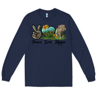 Navy Peace Love Hippo Long Sleeve Tee - LillyAllenDesigns