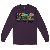 Plum Peace Love Hippo Long Sleeve Tee - LillyAllenDesigns
