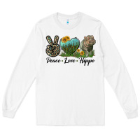 White Peace Love Hippo Long Sleeve Tee - LillyAllenDesigns