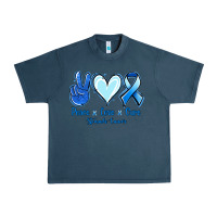 Midnight Navy Peace Love Cure Stomach Cancer Urban Heavy Tee - Jasminsmagicworld