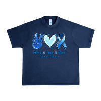 Navy Peace Love Cure Stomach Cancer Urban Heavy Tee - Jasminsmagicworld