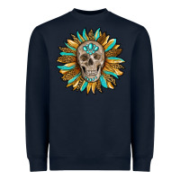 Navy sunflower with skull Heavyweight Sweatshirt - RanaPortraitStore