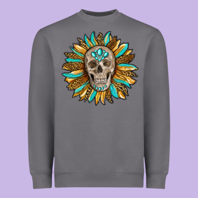 Sunflower With Skull Heavyweight Sweatshirt Designed By Ranaportraitstore