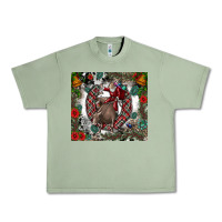 Oil Green Rodeo Santa Urban Heavy Tee - CowhideDigitalArt