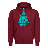 Burgundy turquoise arrowhead Zipper Hoodie - Jasminsmagicworld