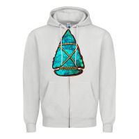 Dove Grey turquoise arrowhead Zipper Hoodie - Jasminsmagicworld