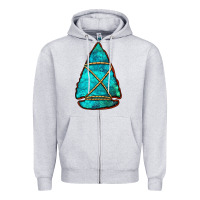 Heather Grey turquoise arrowhead Zipper Hoodie - Jasminsmagicworld