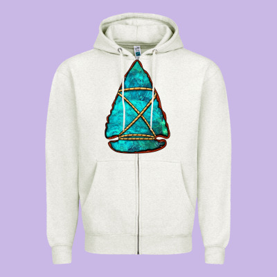 Turquoise Arrowhead Zipper Hoodie Designed By Jasminsmagicworld