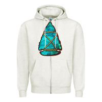 Oatmeal Heather turquoise arrowhead Zipper Hoodie - Jasminsmagicworld