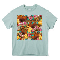 Arona chicken and chicks with flowers seamless pattern Heavy Core Tee - FaDigitalArtStudio