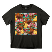 Asphalt chicken and chicks with flowers seamless pattern Heavy Core Tee - FaDigitalArtStudio