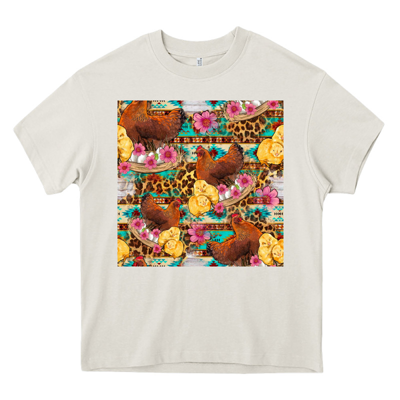 Chicken And Chicks With Flowers Seamless Pattern Heavy Core Tee by FaDigitalArtStudio | Teevron