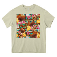 Mossy chicken and chicks with flowers seamless pattern Heavy Core Tee - FaDigitalArtStudio