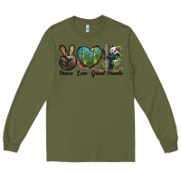 Army Green Peace Love Giant Panda Long Sleeve Tee - LillyAllenDesigns
