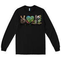 Black Peace Love Giant Panda Long Sleeve Tee - LillyAllenDesigns