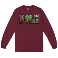 Burgundy Peace Love Giant Panda Long Sleeve Tee - LillyAllenDesigns