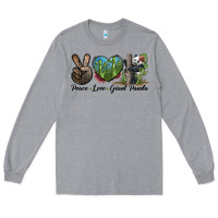 Heather Grey Peace Love Giant Panda Long Sleeve Tee - LillyAllenDesigns