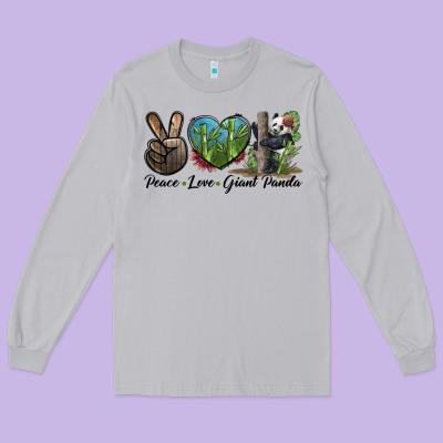 Peace Love Giant Panda Long Sleeve Tee Designed By Lillyallendesigns