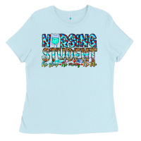Baby Blue Nursing Student No Sleep No Money No Life Ladies Tee - CowhideDigitalArt