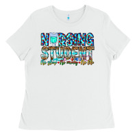 White Nursing Student No Sleep No Money No Life Ladies Tee - CowhideDigitalArt